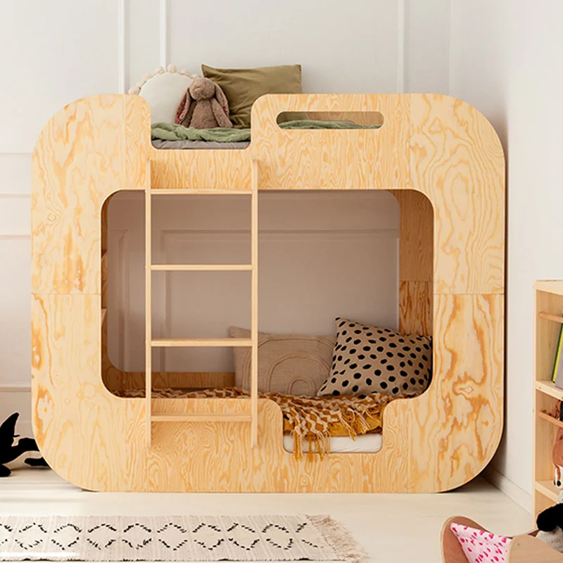 Lit superposé 90x200 échelle à gauche sommier inclus Nadège Bois