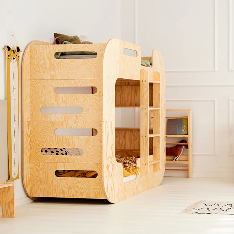 Lit superposé 90x190 échelle à droite sommier inclus Nadège Bois