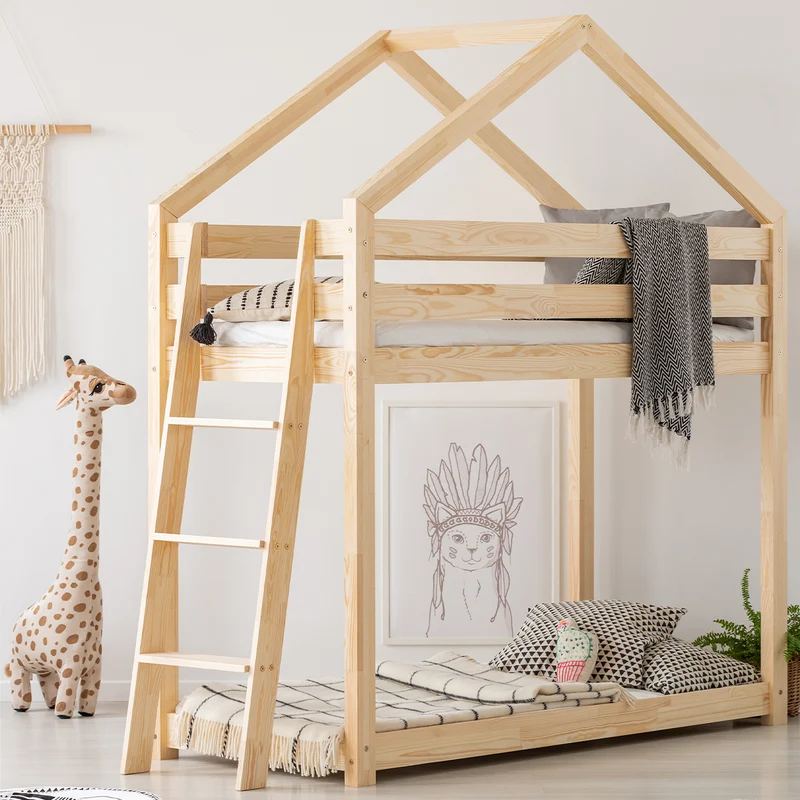 Lit cabane superposé 90x190 sommier inclus Gaëlle Bois