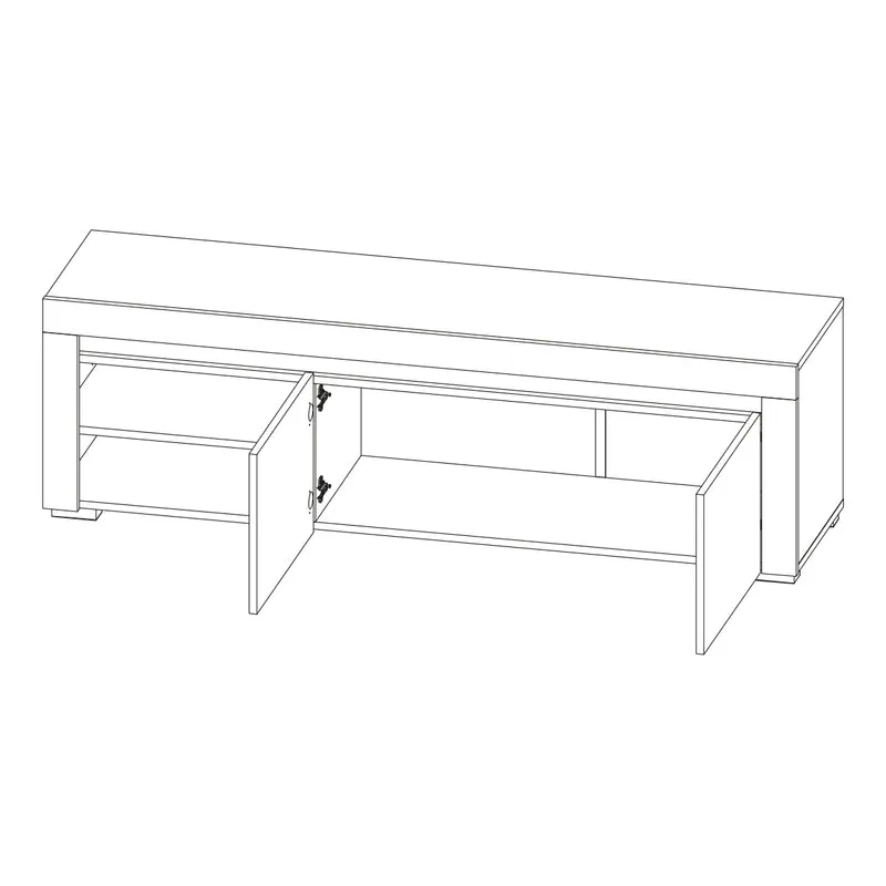 Meuble TV 2 portes 152 cm LED inclus Kasla Bois et Anthracite