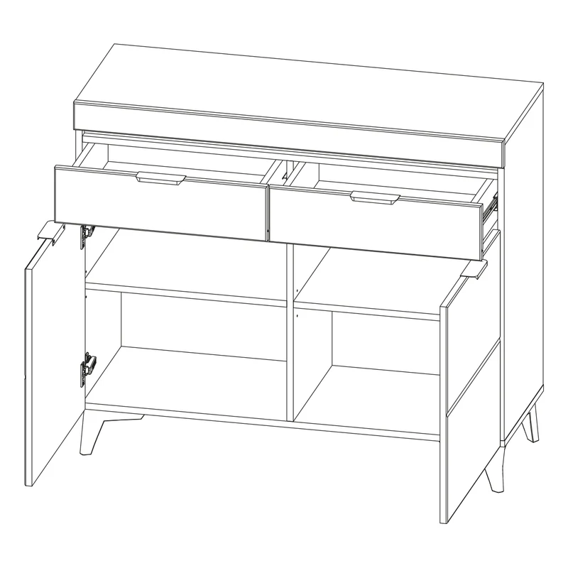 Buffet 2 portes 2 tiroirs LED inclus Ruben Blanc