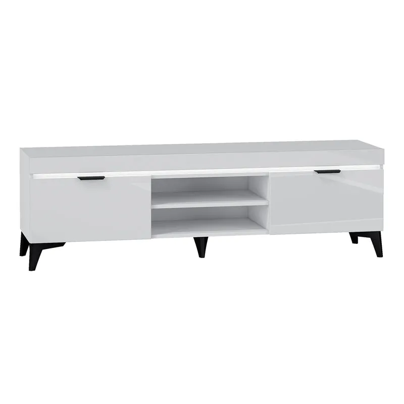 Meuble TV 2 portes 157 cm LED inclus Ruben Blanc