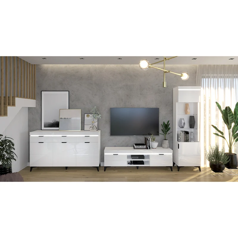 Vitrine 1 porte LED inclus Ruben Blanc