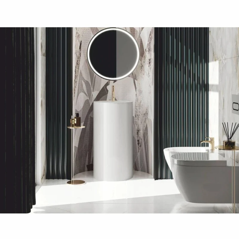 Casa Padrino Luxus Standwaschbecken Weiß Ø 46 x H. 88 cm - Badezimmer Accessoires