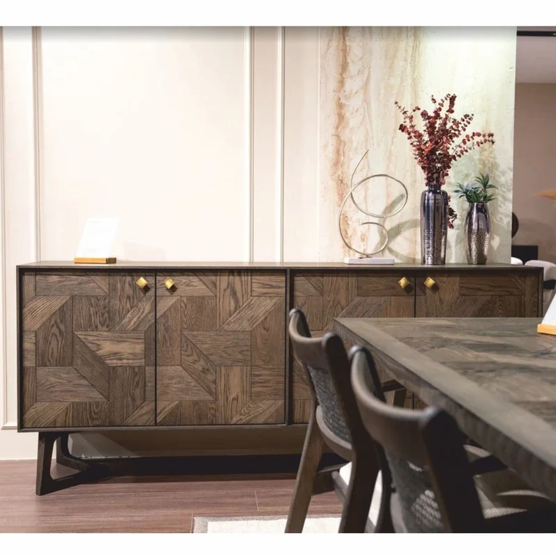 Casa Padrino Luxus Sideboard mit 4 Türen Braun / Messing 210 cm - Luxus Möbel