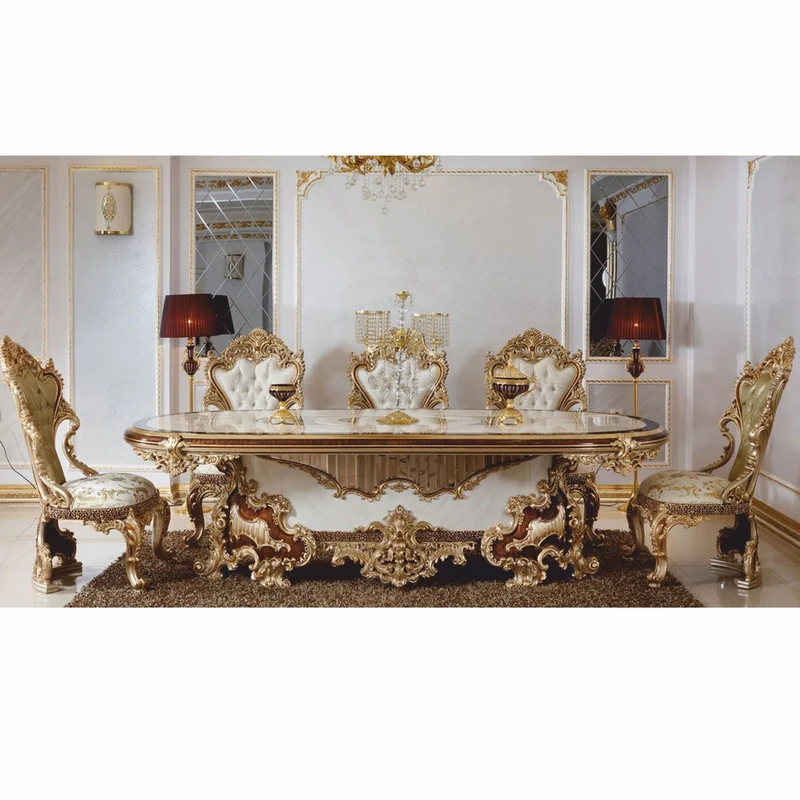 Casa Padrino Luxus Barock Esszimmer Stuhl 6er Set - Prunkvolle Barockstil Esszimmer Möbel