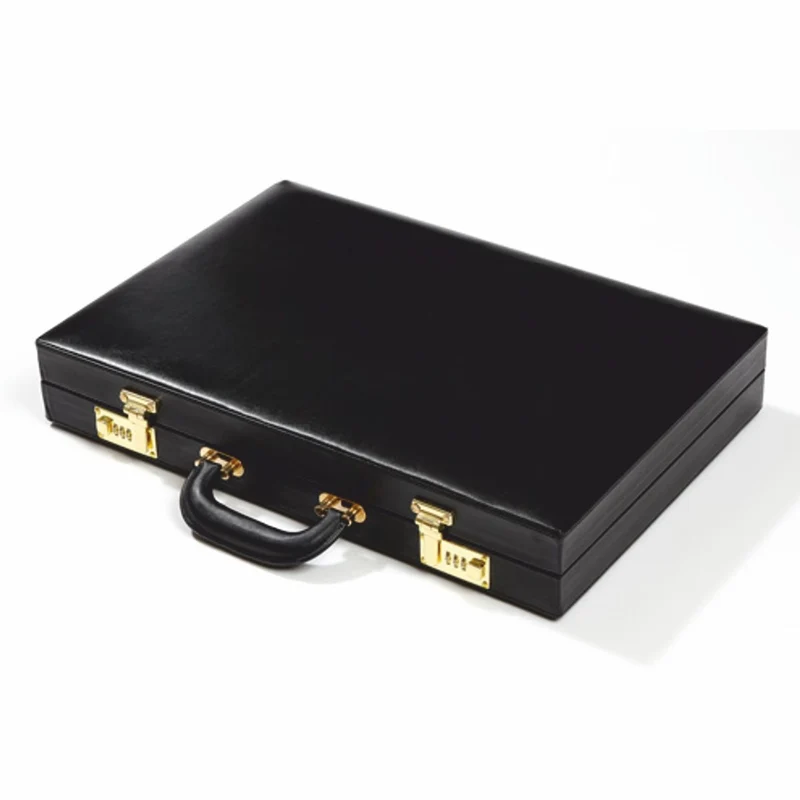 Casa Padrino Luxus Echtleder Backgammon Aktenkoffer Schwarz - Luxus Accessoires