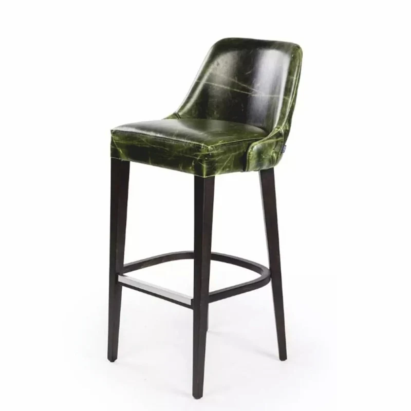 Casa Padrino Luxus Kunstleder Barstuhl Vintage Grün / Schwarz / Silber H. 106 cm - Hotel & Bar Möbel