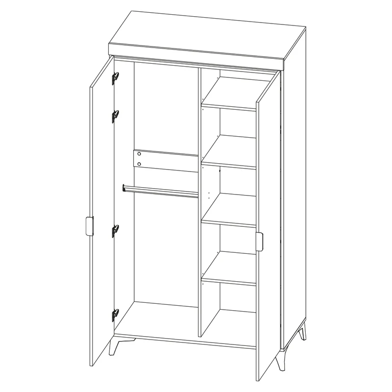 Armoire 2 portes LED inclus Ruben Bois