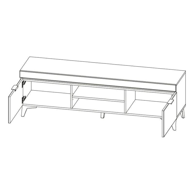 Meuble TV 2 portes 157 cm LED inclus Ruben Bois
