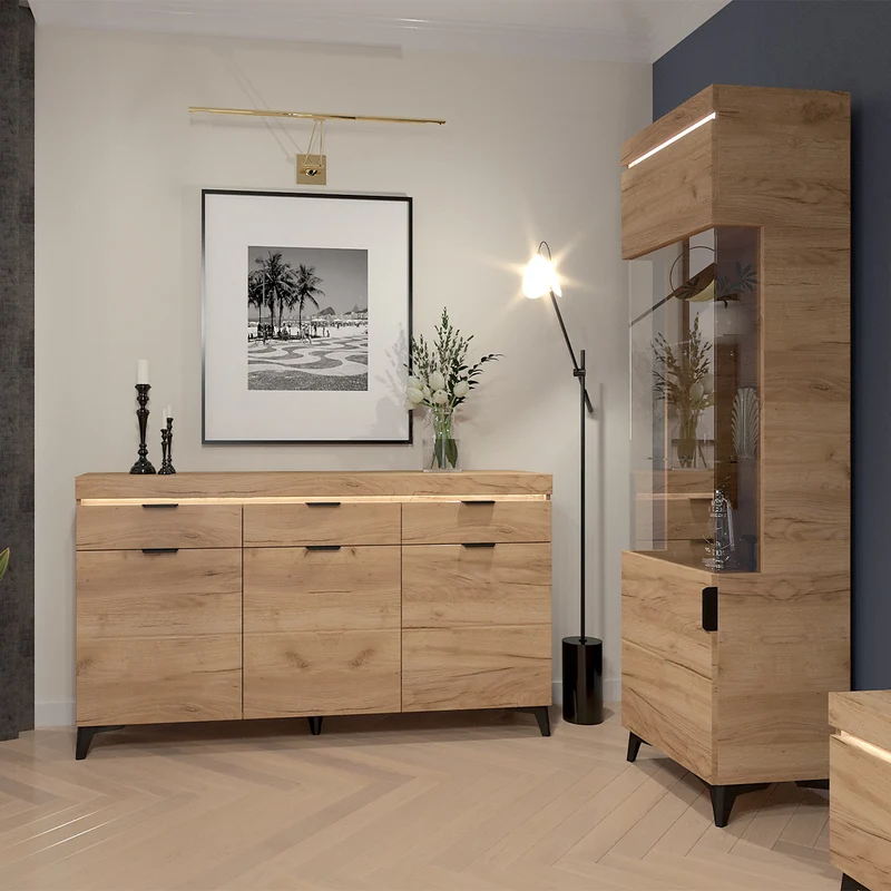 Vitrine 1 porte LED inclus Ruben Bois