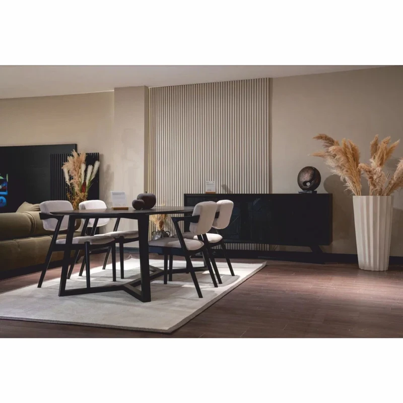 Casa Padrino Luxus Massivholz Esstisch Schwarz 220 cm - Esszimmer Möbel