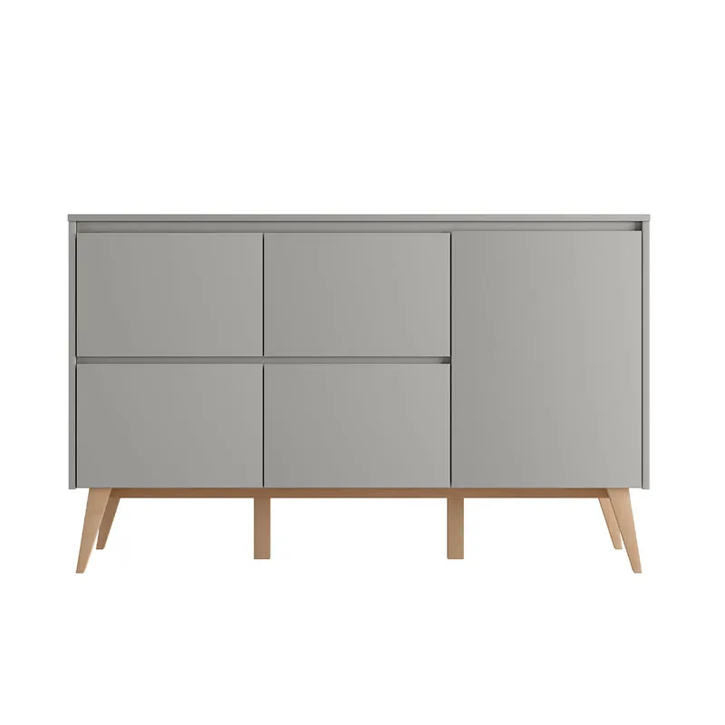 Commode 4 tiroirs 1 porte Pinio Swing Gris et bois