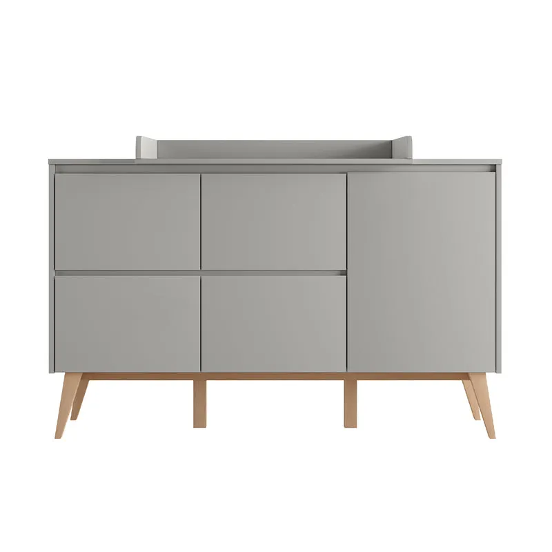 Commode 4 tiroirs 1 porte Pinio Swing Gris et bois