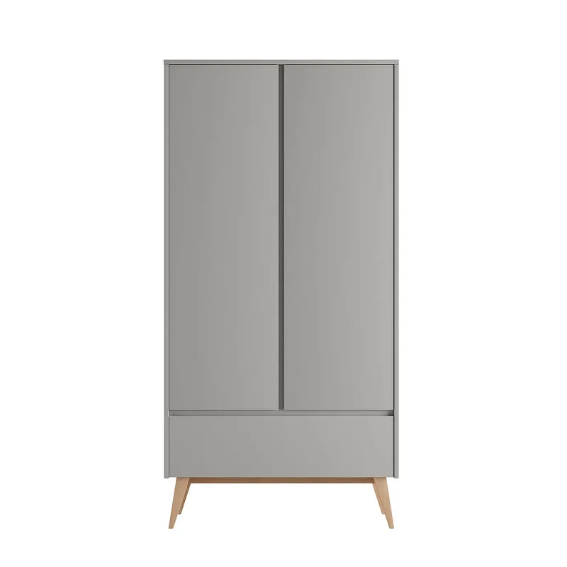 Armoire 2 portes 1 tiroir Pinio Swing Gris et bois