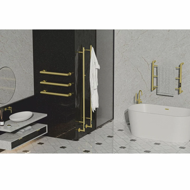 Casa Padrino Luxus Badezimmer Handtuchwärmer Messing H. 170 cm - Vertikaler elektrischer Badheizkörper