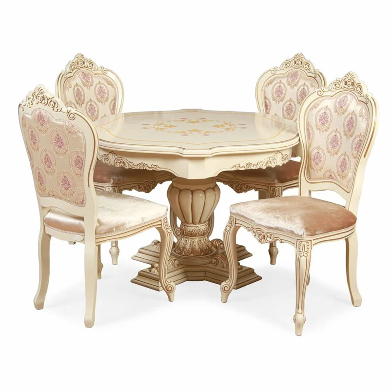 Casa Padrino Luxus Barock Esszimmer Set Creme / Braun - Barock Möbel