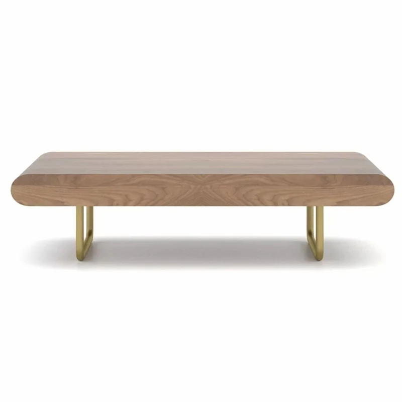 Casa Padrino Luxus Couchtisch Braun / Messing 140-210 cm - Ausziehbarer Wohnzimmertisch