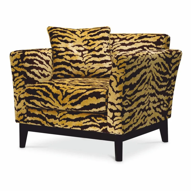 Casa Padrino Luxus Sessel mit Tiger Muster Gelb / Braun / Schwarz - Wohzimmer & Hotel Möbel