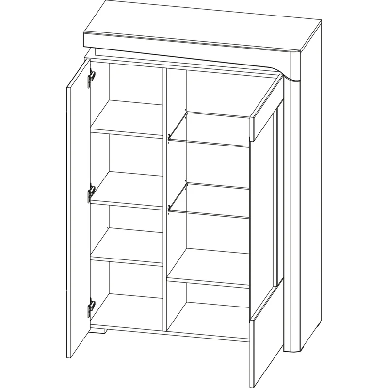 Vaisselier 2 portes droite LED inclus Teo Blanc et Bois