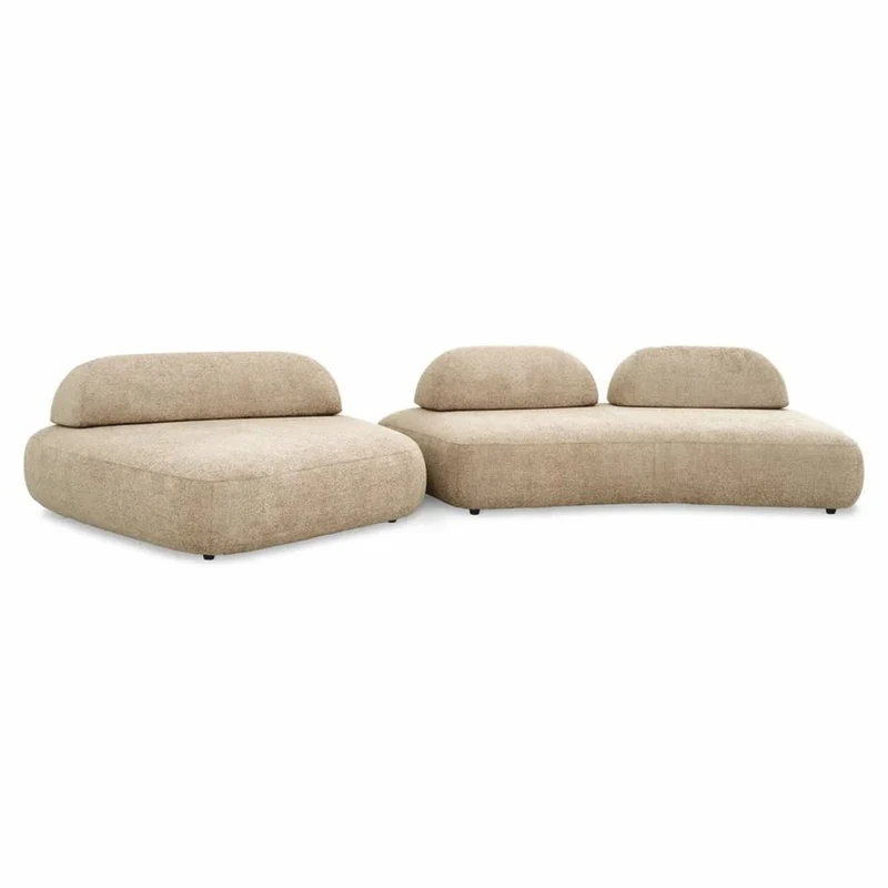 Casa Padrino Luxus Sofa Sandfarben / Schwarz - Modulares 2-Teiliges Wohnzimmer Sofa