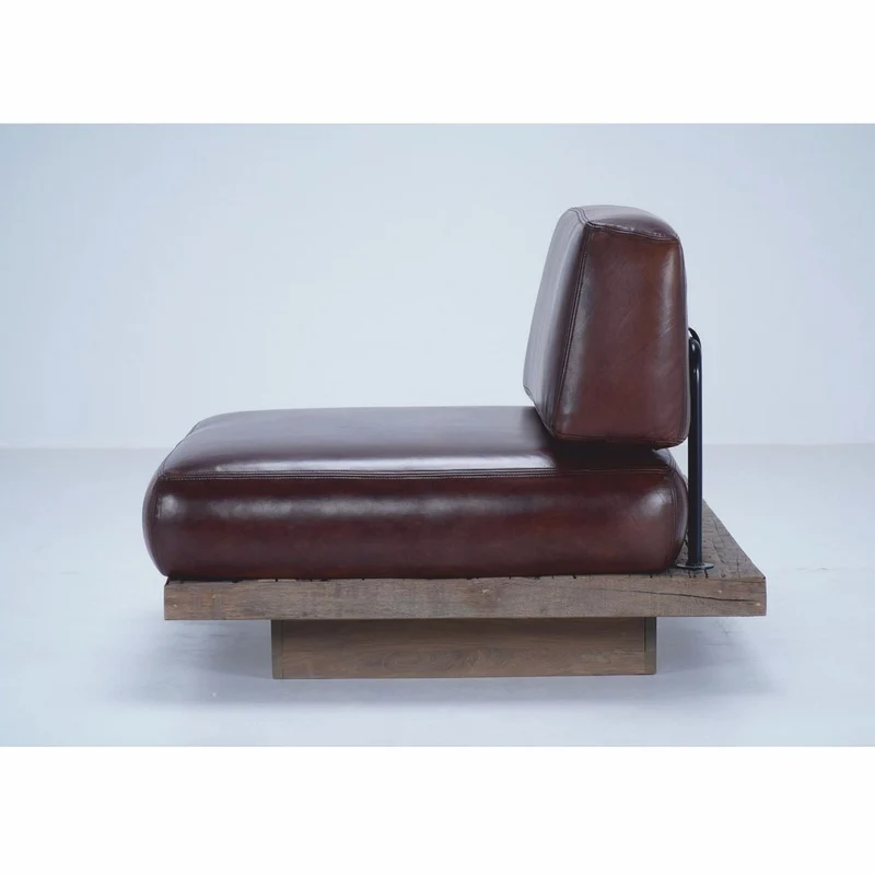 Casa Padrino Luxus Echtleder Sessel Rechte Seite Dunkelbraun / Braun - Modularer Wohnzimmer Sessel