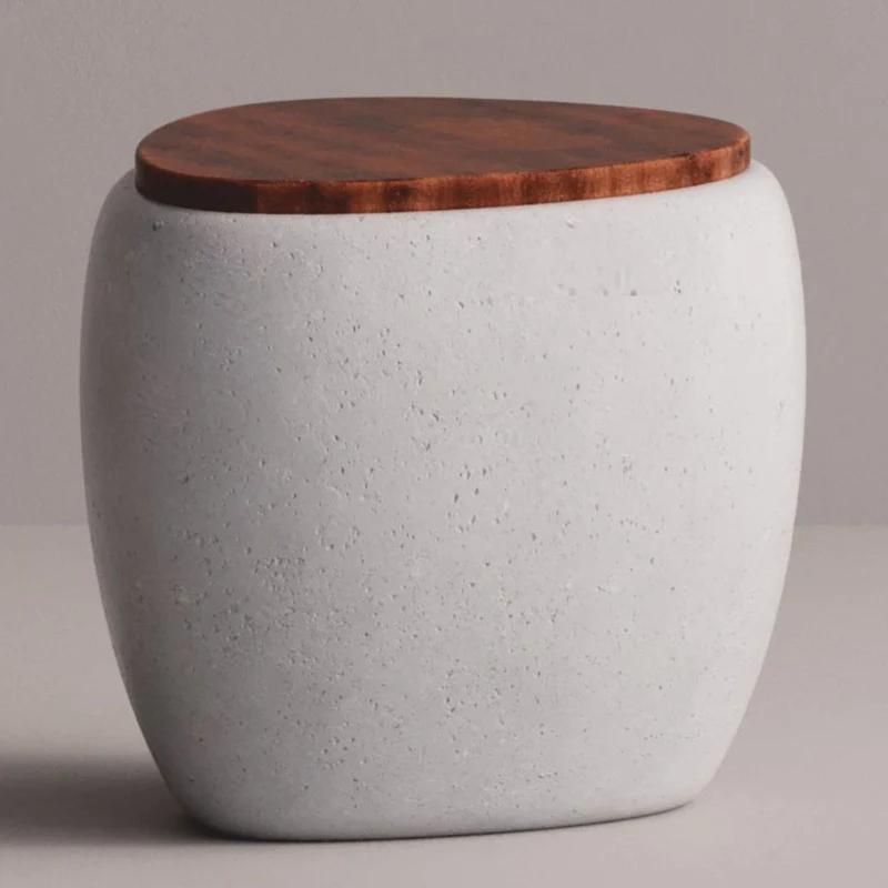 Casa Padrino Luxus Hocker Weiß / Dunkelbraun 55 x 48 x H. 47 cm - Beton Möbel