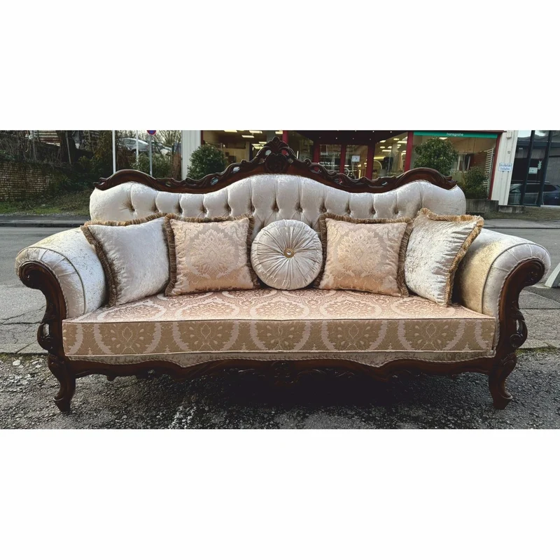 Casa Padrino Luxus Barock Wohnzimmer Set Silber / Dunkelbraun - Barockstil Möbel