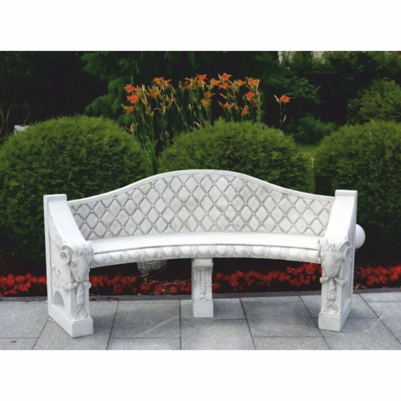 Casa Padrino Barock Beton Gartenbank Grau 196 cm - Barock Garten & Terrassen Möbel