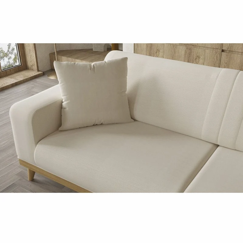 Casa Padrino Luxus 3er Sofa mit verstellbaren Rückenlehnen Creme / Naturfarben 224 cm - Luxus Interior
