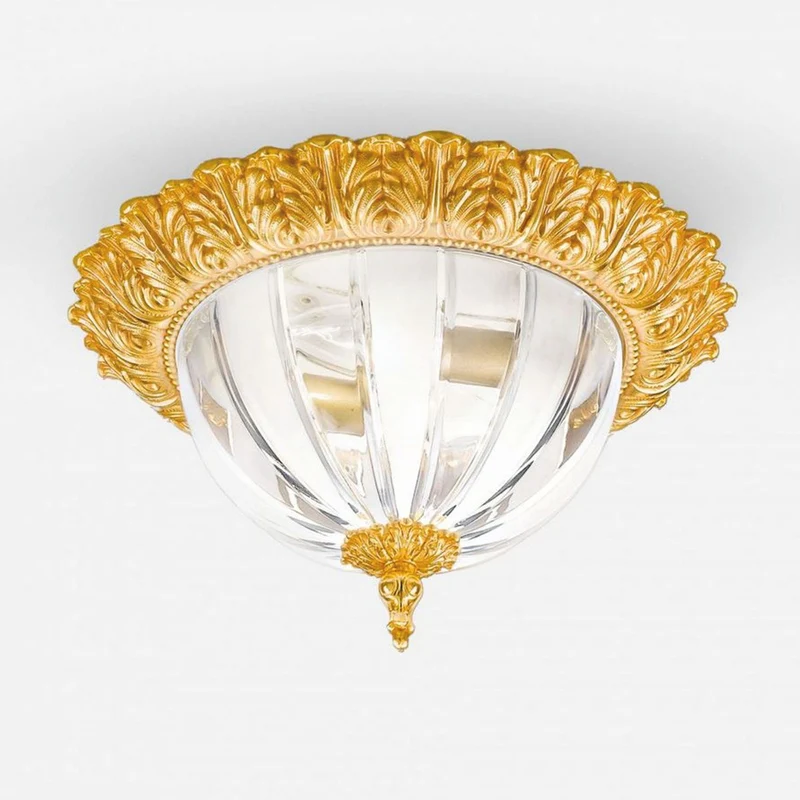 Casa Padrino Luxus Barock Deckenleuchte Gold Ø 31 x H. 17 cm - Made in Italy