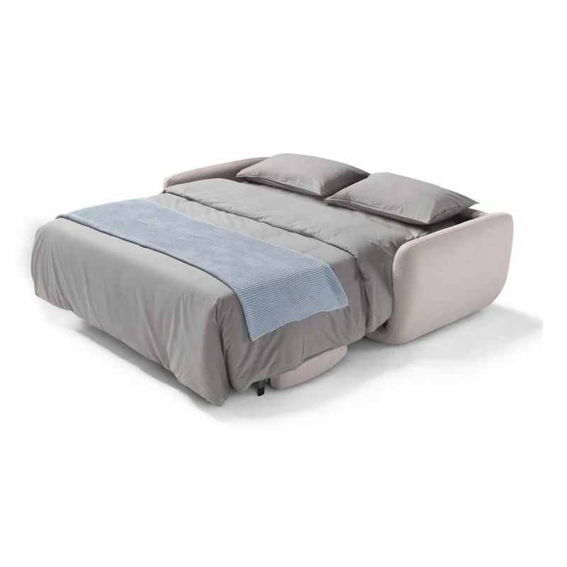 Casa Padrino Luxus Schlafsofa Hellgrau 222 cm - Ausklappbares Wohnzimmer Sofa
