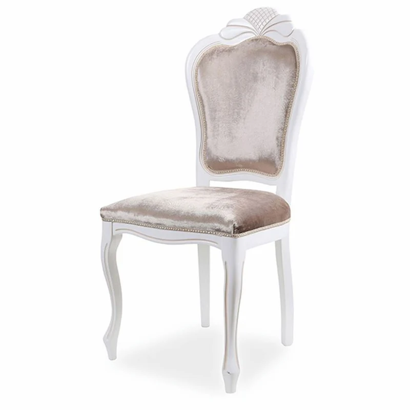 Casa Padrino Luxus Barock Samt Esszimmer Stuhl 8er Set Grau / Weiß - Barock Möbel