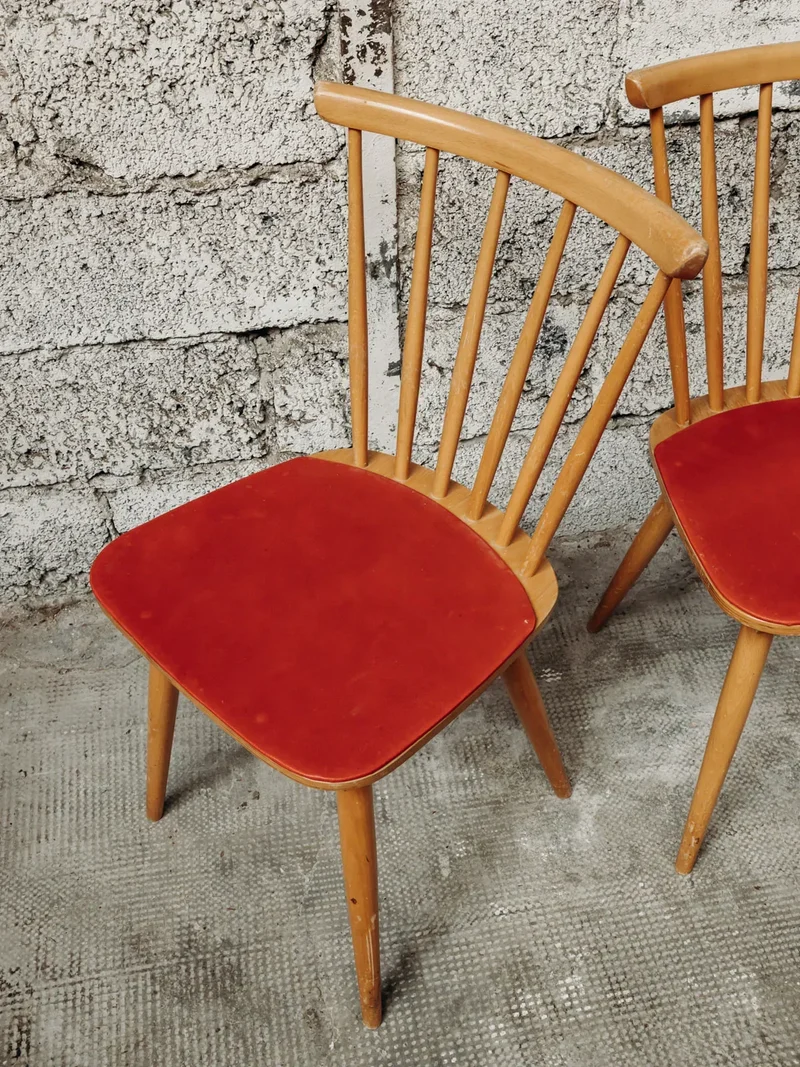 Claude, la paire de chaises rouge N°863