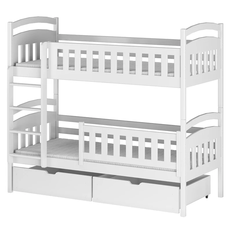 Lit superposé 90x200 sommier et tiroirs inclus Jules Blanc