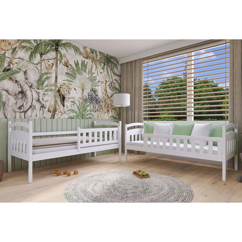 Lit superposé 90x200 sommier et tiroirs inclus Jules Blanc