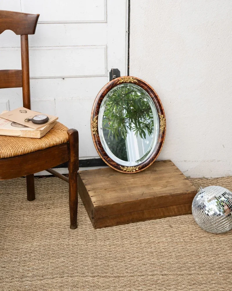 Georges, le miroir biseautée en bois N°564