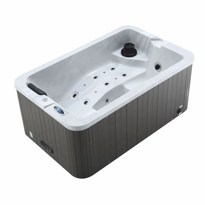 Casa Padrino Luxus Outdoor Jacuzzi Weiß / Schwarz / Grau 175 cm - Garten Whirlpool