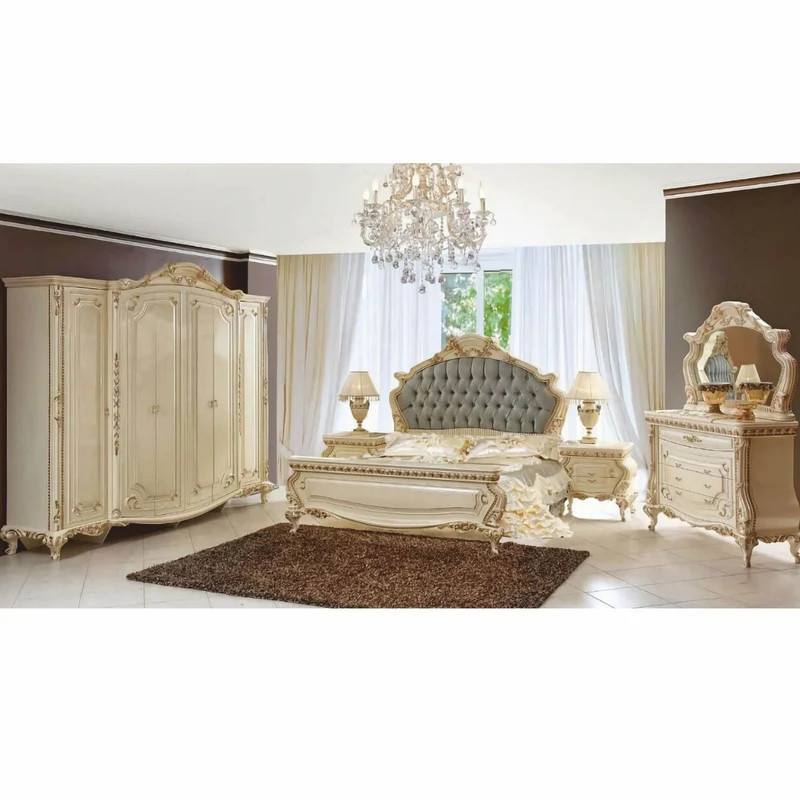 Casa Padrino Luxus Barock Nachtkommode mit 2 Schubladen Creme / Gold - Schlafzimmer Möbel
