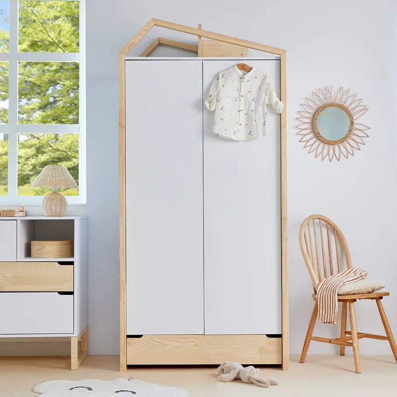 Armoire 2 portes Bellamy Juliette Blanc et bois