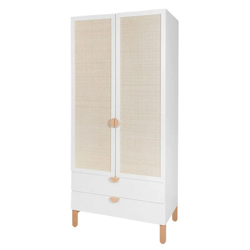 Commode 2 portes et armoire 2 portes Bellamy Laurie Blanc et bois