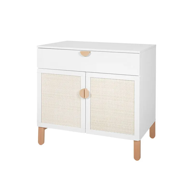 Lit bébé 60x10 et commode 2 portes Bellamy Laurie Blanc et bois