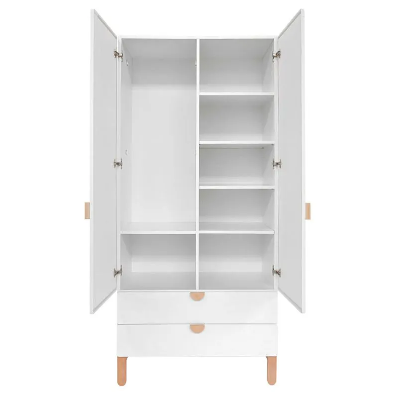 Armoire 2 portes 2 tiroirs Bellamy Laurie Blanc et bois