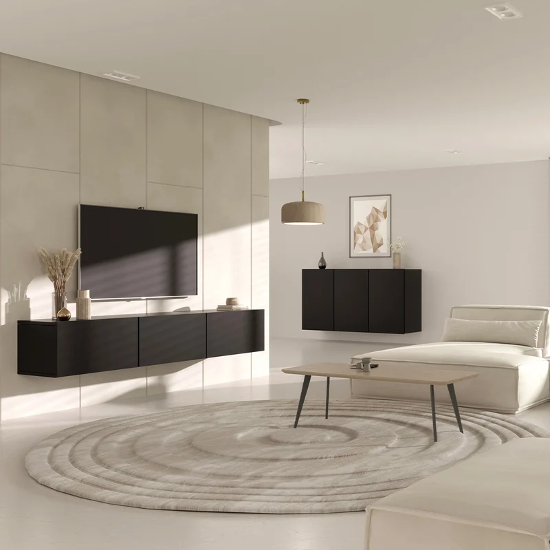 Meuble TV mural 3 portes 180 cm Idao Noir