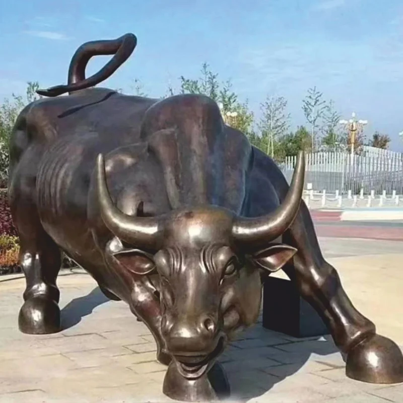 Casa Padrino XXL Bronze Deko Skulptur Stier 240 cm - Lebensgroße Garten Figur
