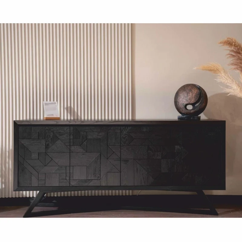 Casa Padrino Luxus Sideboard mit 4 Türen Schwarz 205 cm - Luxus Möbel