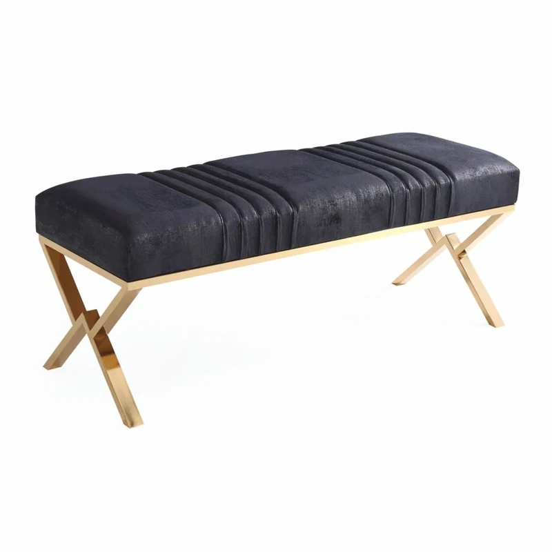 Casa Padrino Luxus Sitzbank Dunkelblau / Gold 120 cm - Luxus Möbel