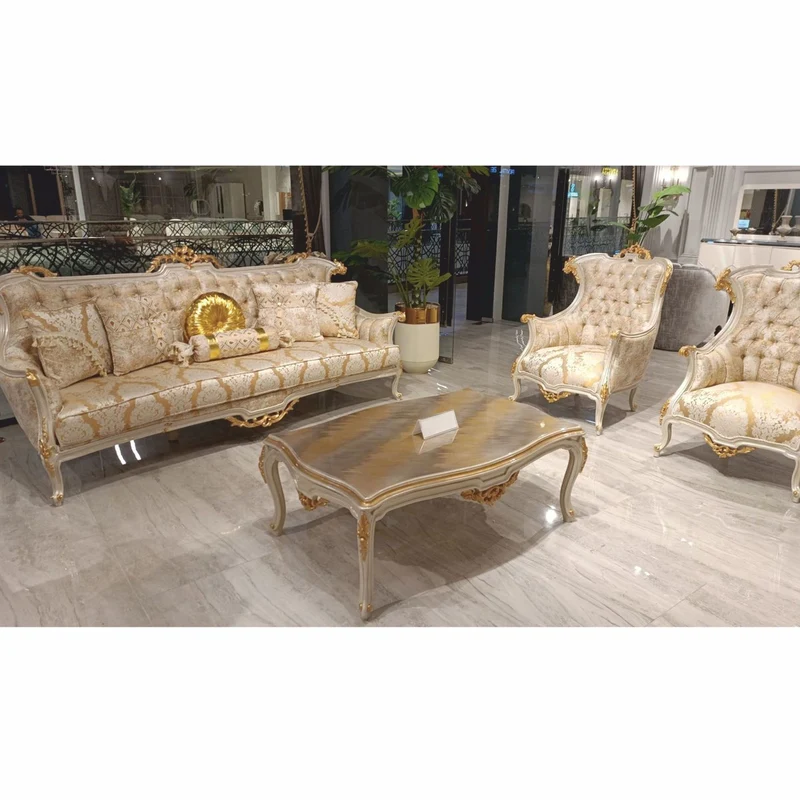 Casa Padrino Luxus Barock Wohnzimmer Sessel Gold / Weiß / Grau / Gold H. 119 cm - Barock Möbel