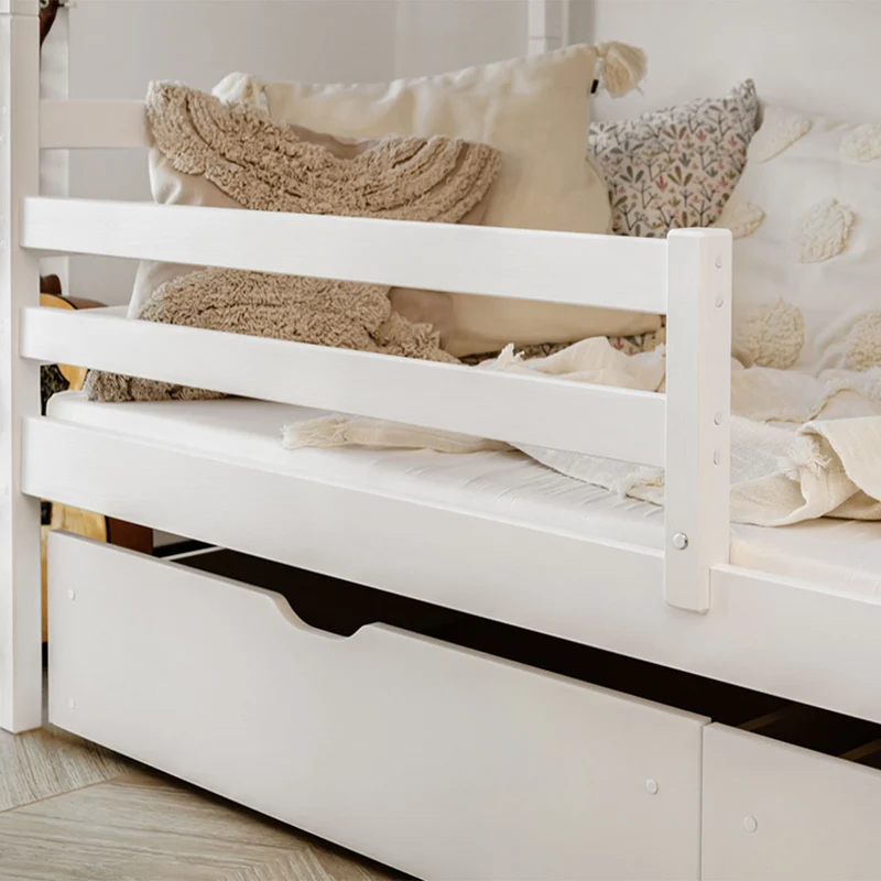 Lit superposé 90x200 sommier et tiroirs inclus Léo Blanc
