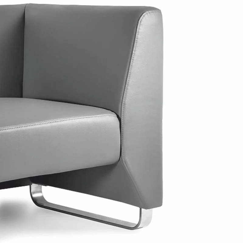 Casa Padrino Luxus Kunstleder Sofa Grau / Silber 191,5 cm - Luxus Interior